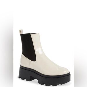 Open Edit Women's Black and White Ankle Boots